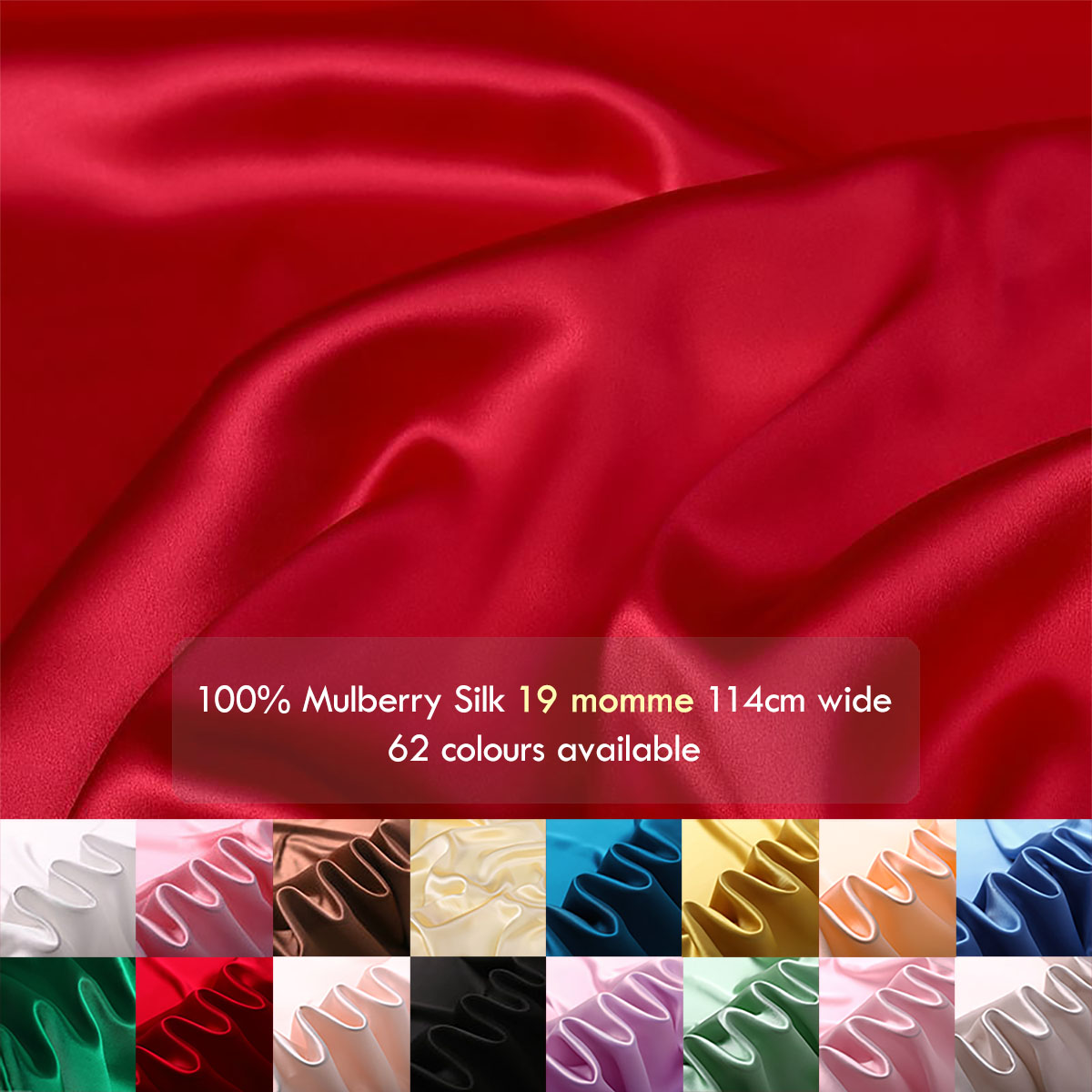 19 momme 45″(114cm) 100% Mulberry Silk charmeuse satin Fabrics Natural for Slip Dress - Image 1