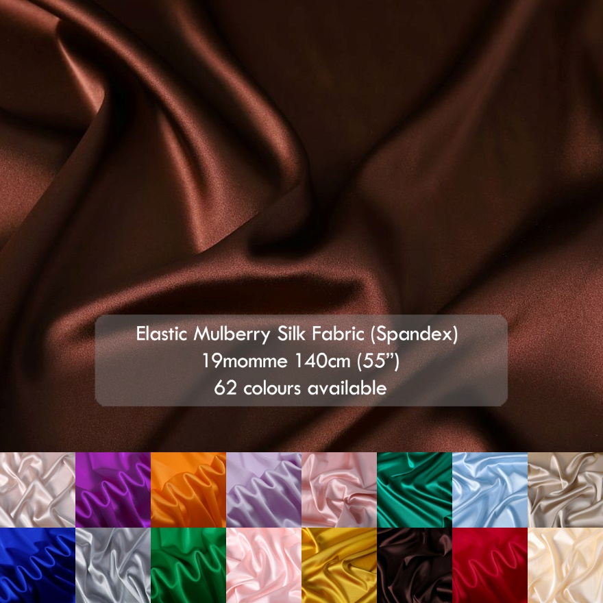 19 momme Elastic Silk satin fabric, 140cm baby pink natural Mulberry silk charmeuse - Image 1