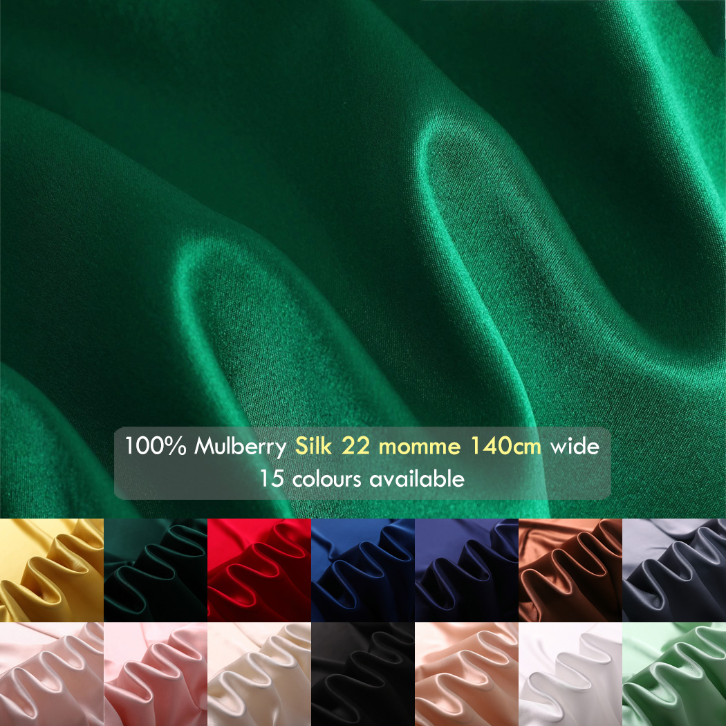 22 momme silk charmeuse fabrics, 55″(140cm) 100% Mulberry Silk satin for slip Dress - Image 1