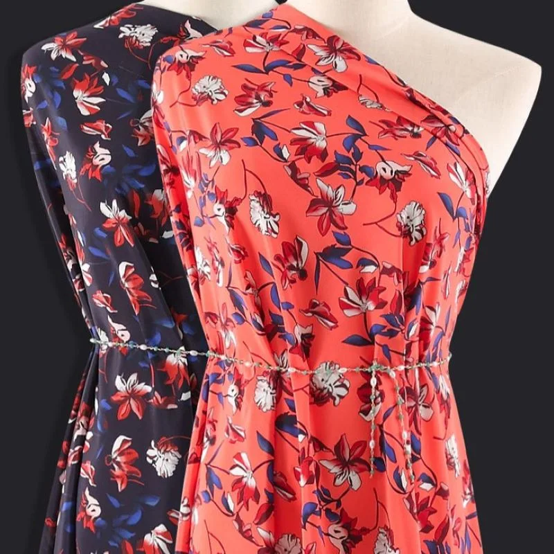 16 momme digital printing Silk crepe de chine fabrics, customize 140cm 100% Mulberry silk CDC for dress