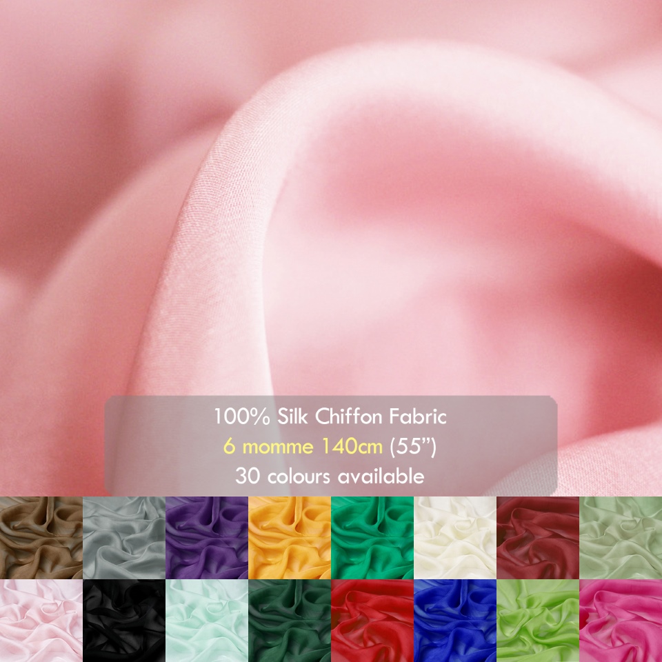 6 momme Mulberry Silk Chiffon fabrics, 140cm thin beautiful silk for shirts, dress making - Image 1