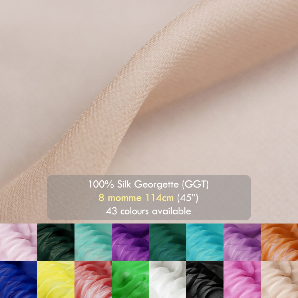 8 momme Mulberry Silk georgette fabrics, 114cm thin beautiful silk for women's shirts - Image 1