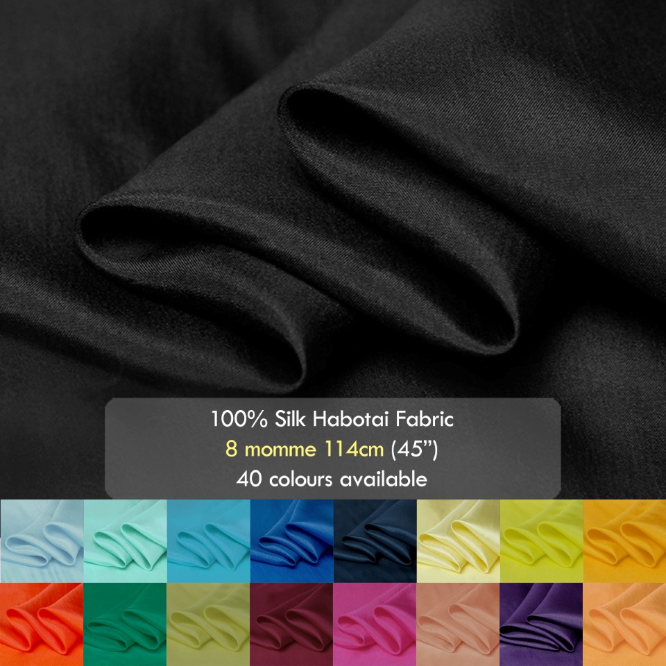 8 momme Mulberry Silk Habotai fabrics, 114cm natural silk for clothing lining - Image 1
