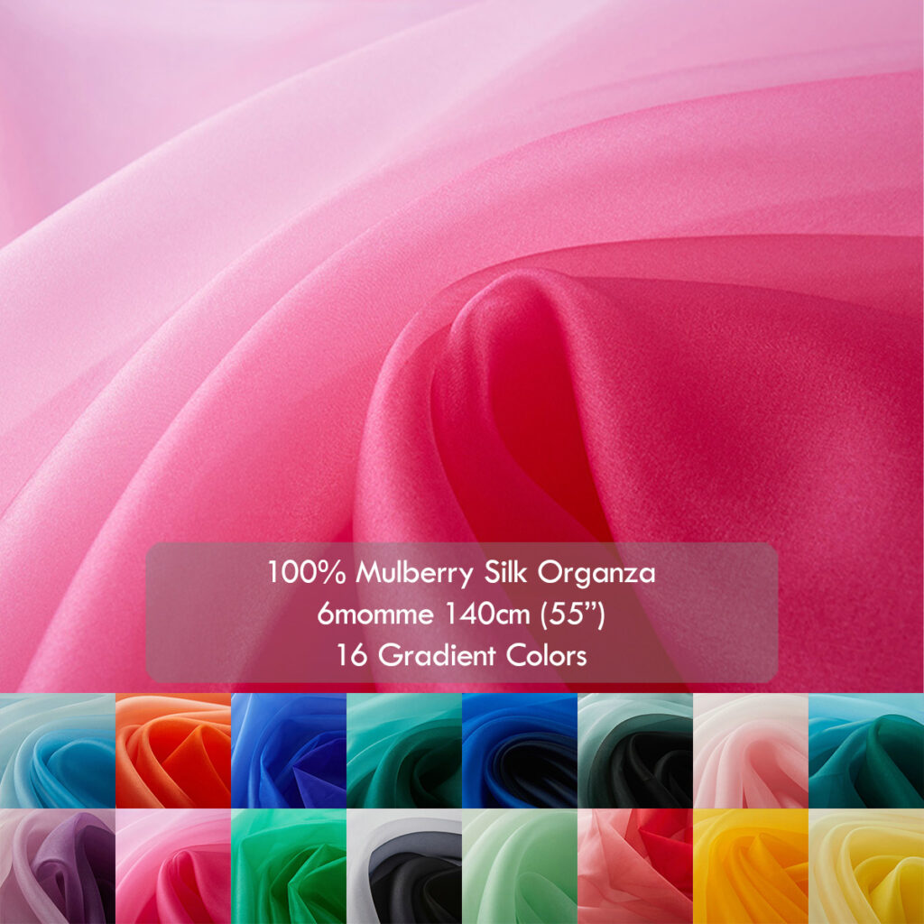 Gradient color 6 momme Silk organza fabric