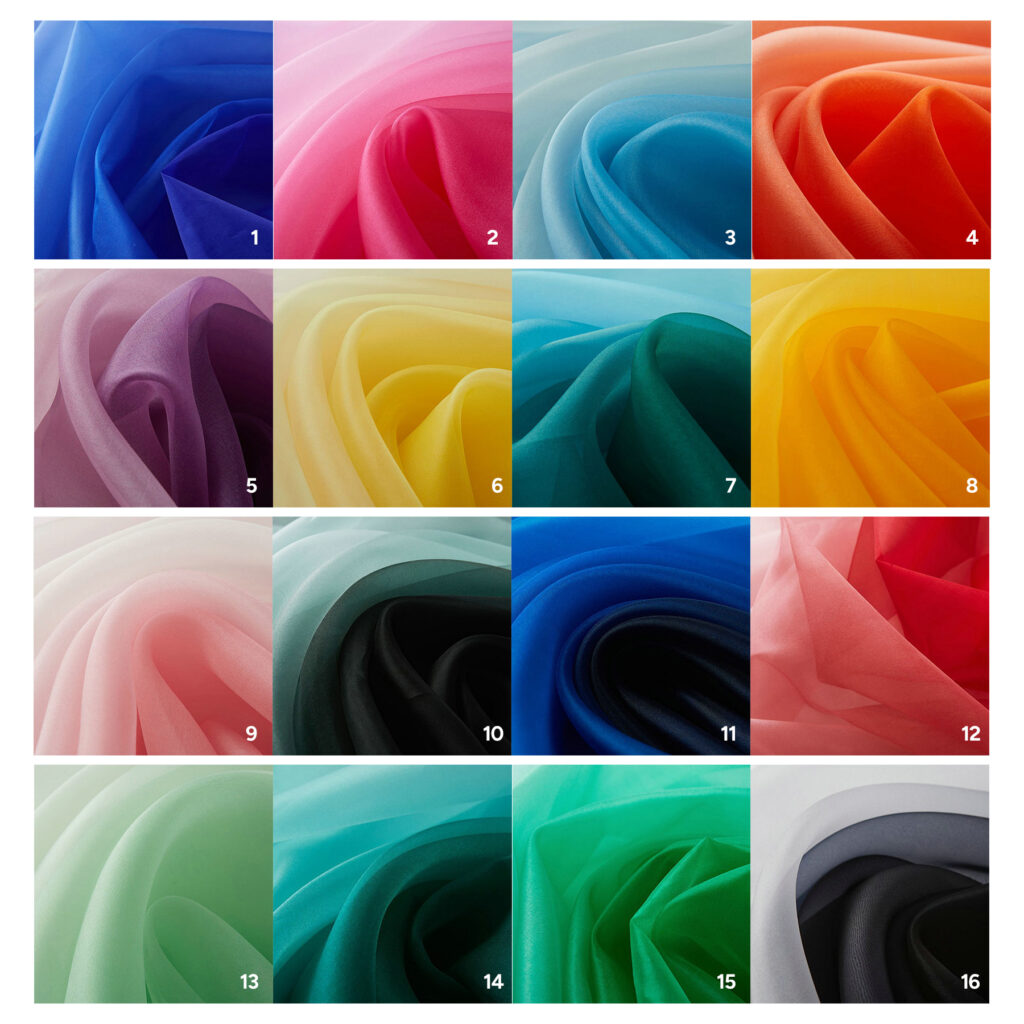 Gradient color 6 momme Silk organza fabrics, 140cm, 100% mulberry silk