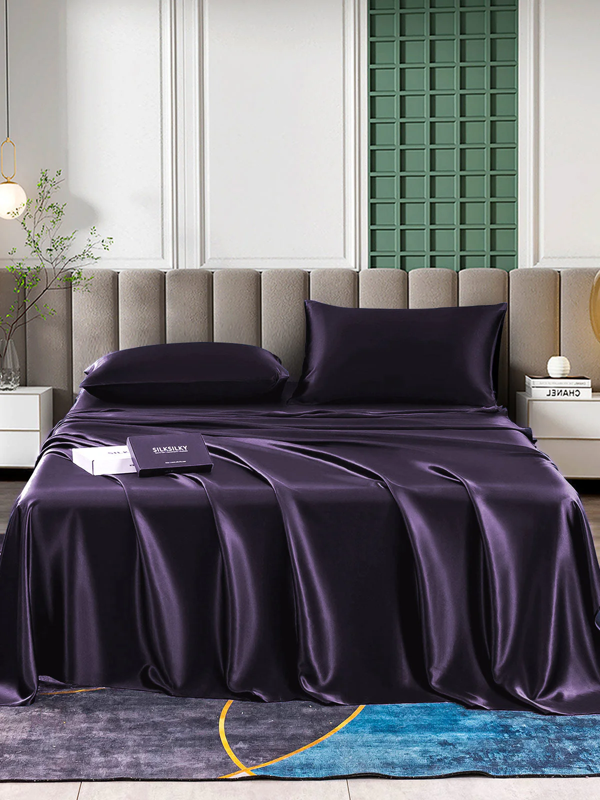 22Momme Silk 4Pcs bedding Set Fitted&Flat Sheets+2x Pillowcases - Image 14