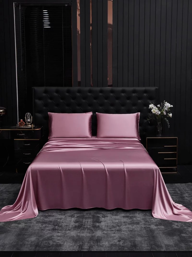 22Momme Silk 4Pcs bedding Set Fitted&Flat Sheets+2x Pillowcases - Image 2