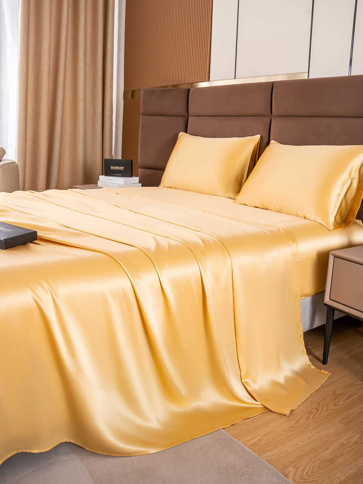 19Momme 4Pcs pure mulberry Silk bedding Set Fitted&Flat Sheets+2x Pillowcases - Image 8
