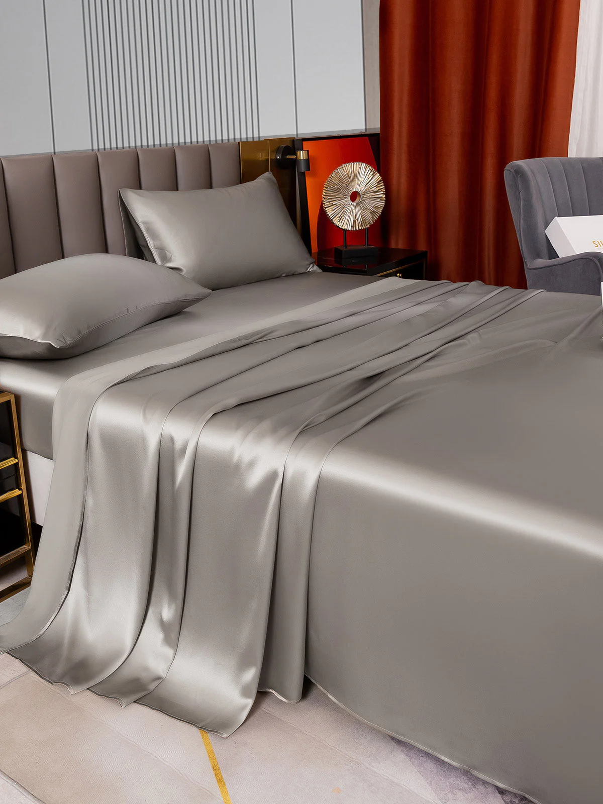 22Momme Silk 4Pcs bedding Set Fitted&Flat Sheets+2x Pillowcases - Image 8