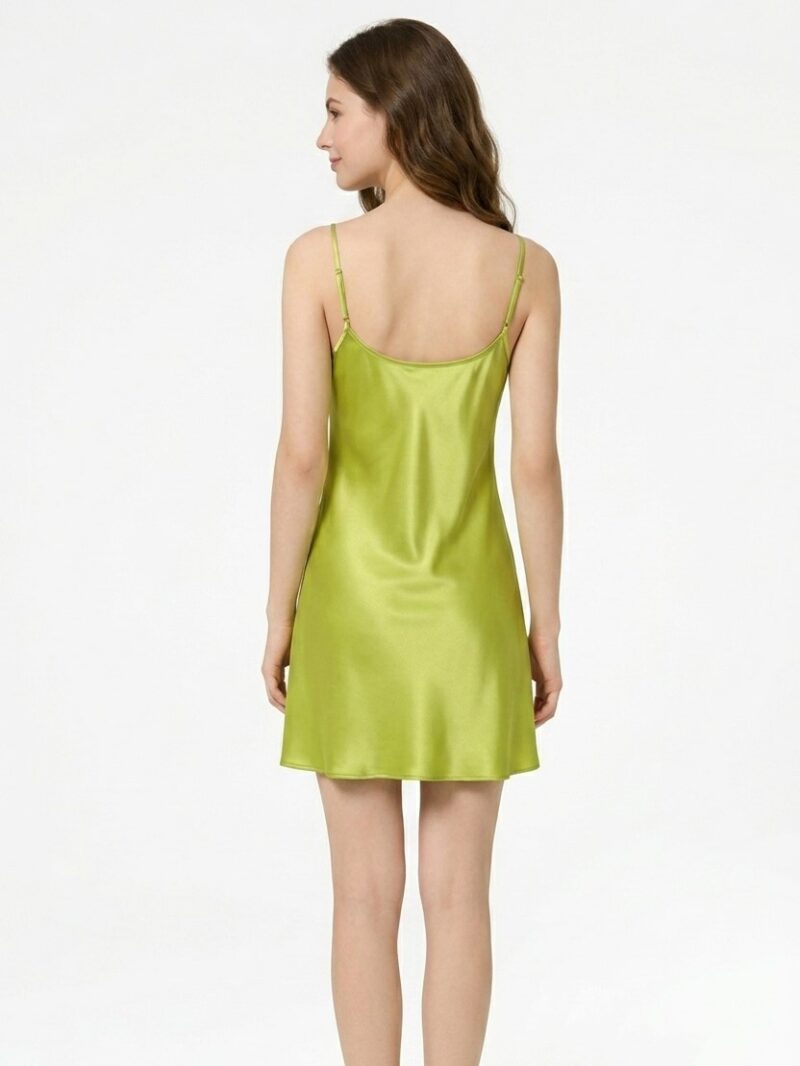 100% mulberry Silk U-neck Spaghetti Strap Short Nightgown - Image 16