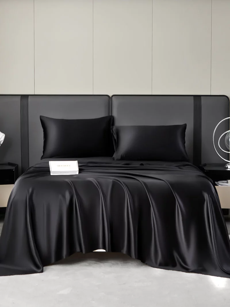 19Momme 4Pcs pure mulberry Silk bedding Set Fitted&Flat Sheets+2x Pillowcases - Image 4
