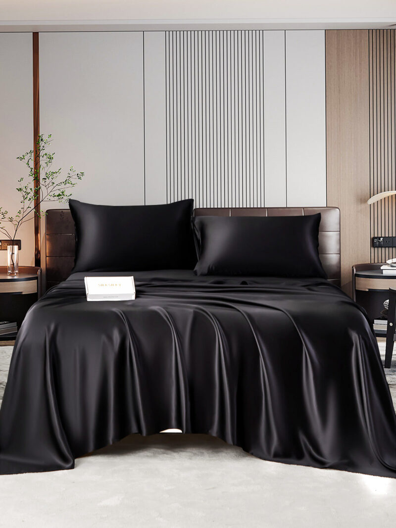 22Momme Silk 4Pcs bedding Set Fitted&Flat Sheets+2x Pillowcases - Image 3