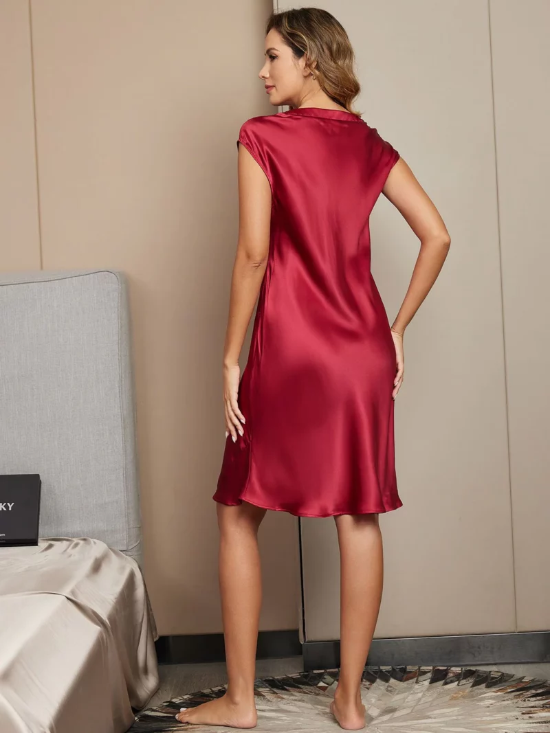 100% Mulberry Silk V-Neck Cap Sleeve Nightgown & Lounge dress - Image 2