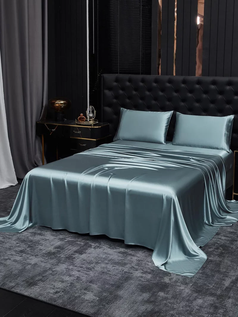 22Momme Silk 4Pcs bedding Set Fitted&Flat Sheets+2x Pillowcases
