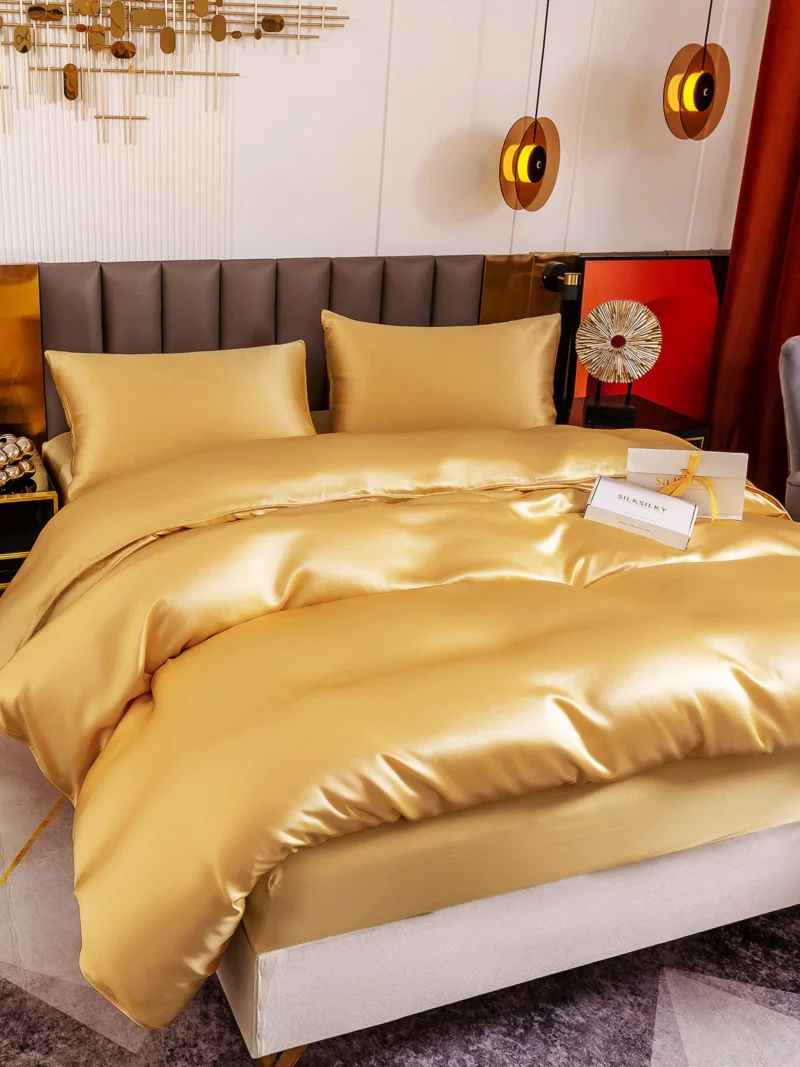 19Momme 4Pcs 100% mulberry Silk bedding Set Duvet Cover+Fitted Sheet+2x Pillowcases - Image 6