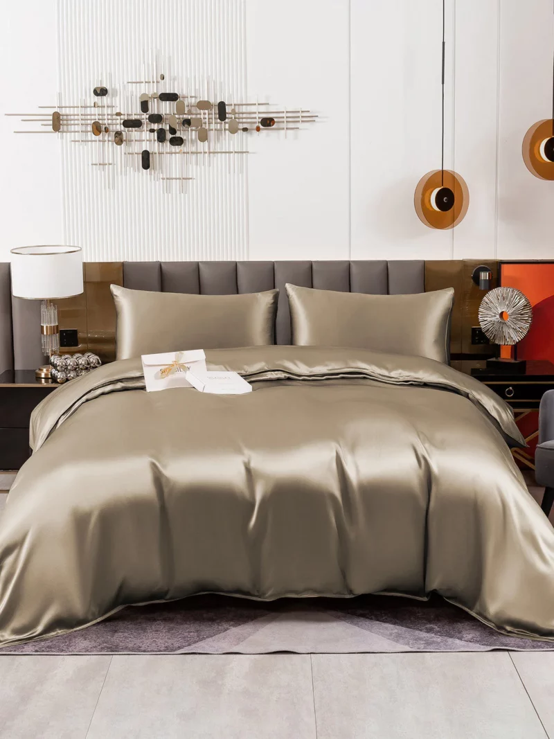 19Momme 4Pcs 100% mulberry Silk bedding Set Duvet Cover+Fitted Sheet+2x Pillowcases - Image 10
