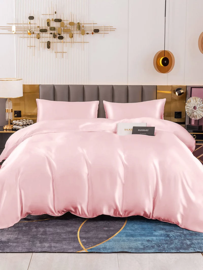 19Momme 4Pcs 100% mulberry Silk bedding Set Duvet Cover+Fitted Sheet+2x Pillowcases - Image 7