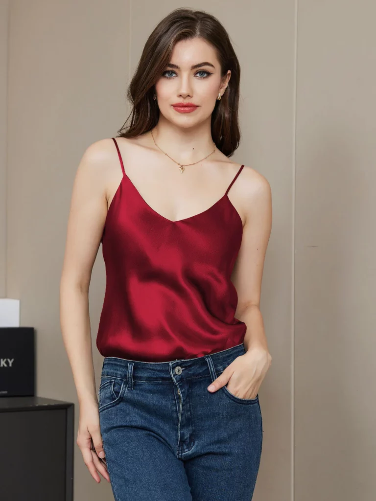 19Momme 100% mulberry Silk Spaghetti Strap V Neck Camisoles