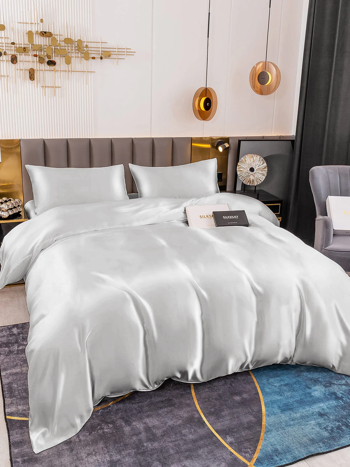 19Momme 4Pcs 100% mulberry Silk bedding Set Duvet Cover+Fitted Sheet+2x Pillowcases - Image 8