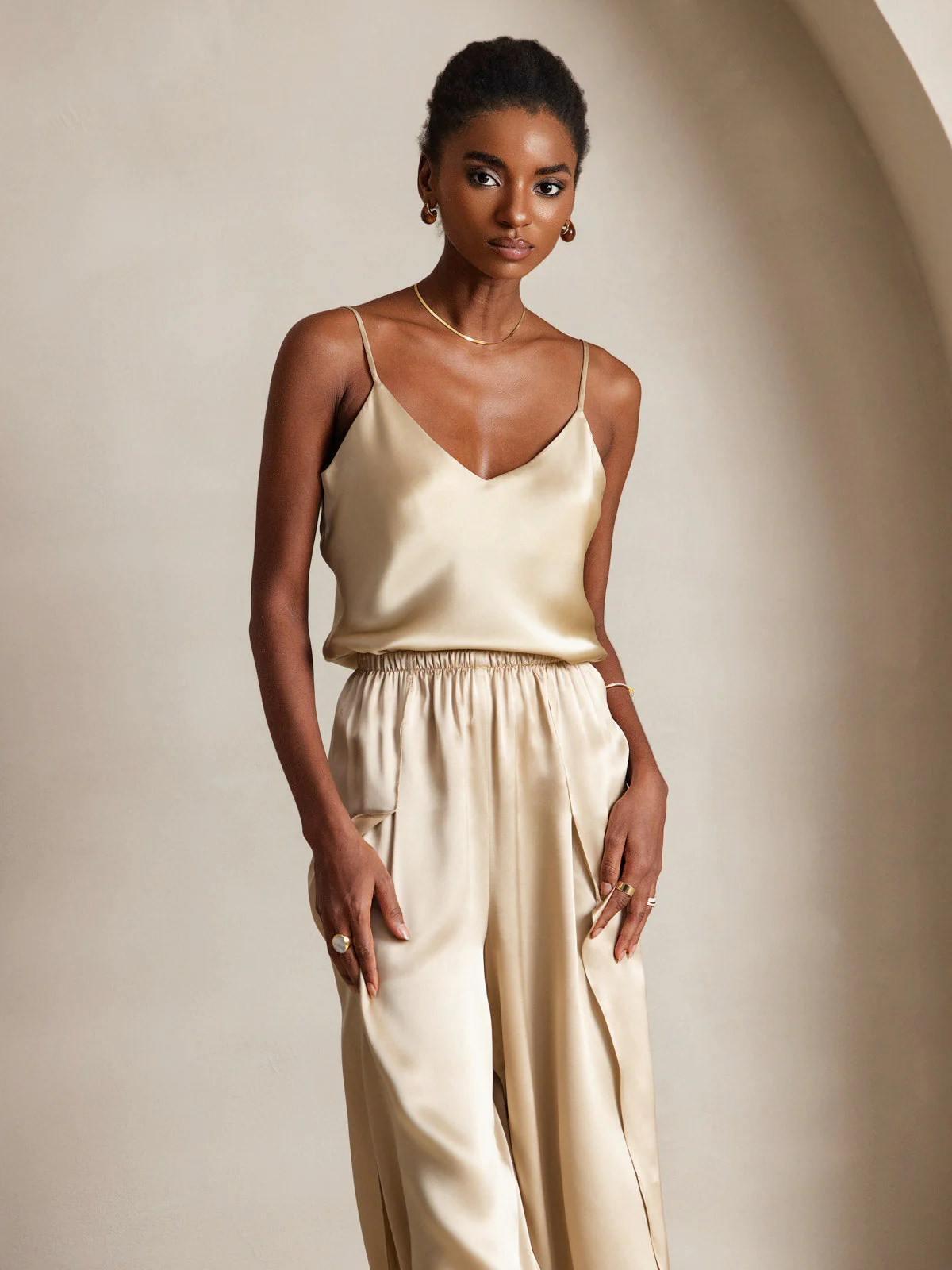 19Momme 100% mulberry Silk Spaghetti Strap V Neck Camisoles - Image 6