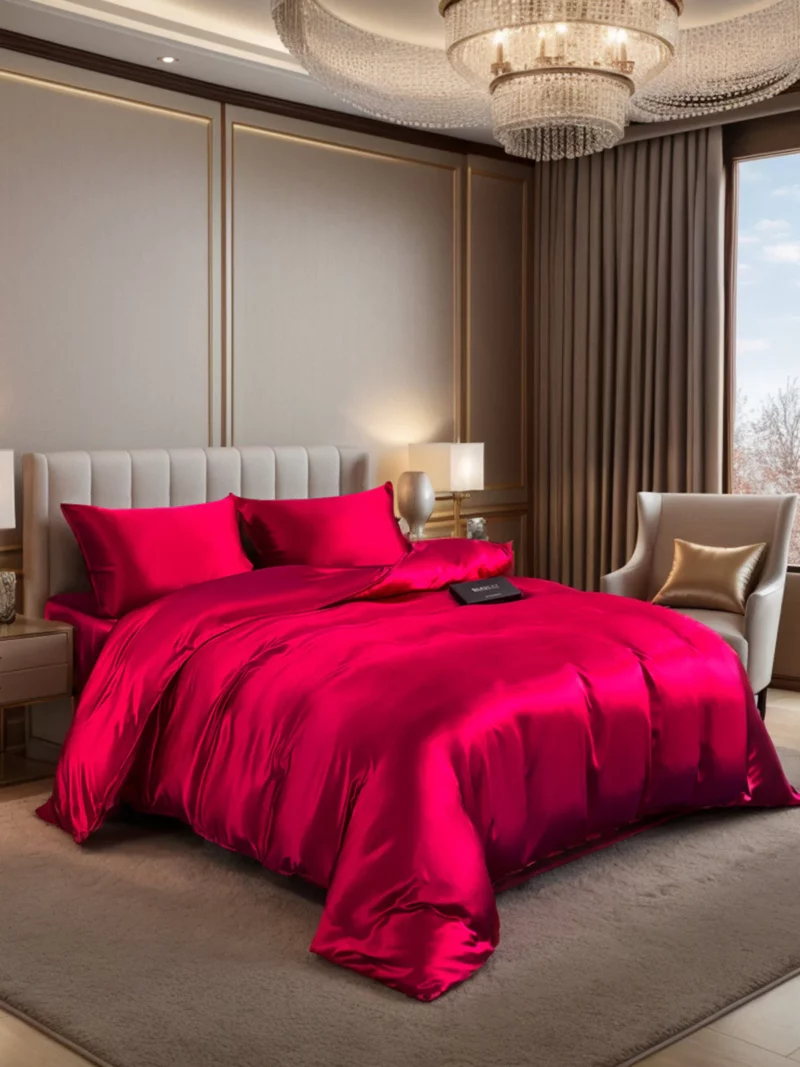 19Momme 4Pcs 100% mulberry Silk bedding Set Duvet Cover+Fitted Sheet+2x Pillowcases - Image 14