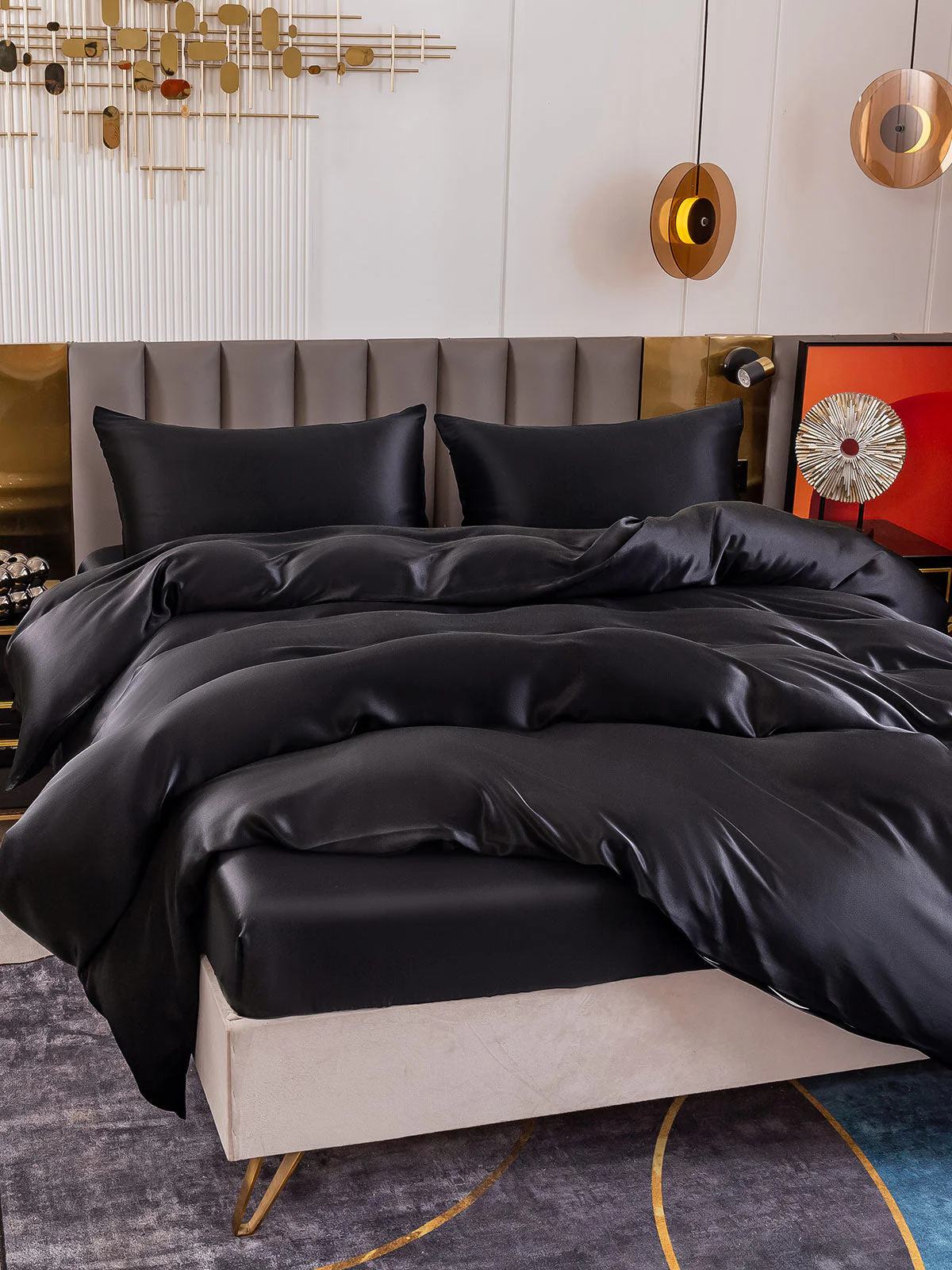 19Momme 4Pcs 100% mulberry Silk bedding Set Duvet Cover+Fitted Sheet+2x Pillowcases - Image 15