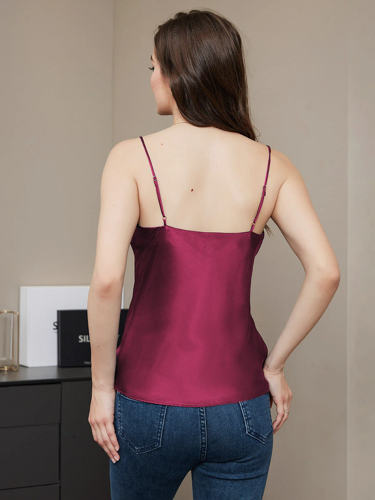 19Momme 100% mulberry Silk Spaghetti Strap V Neck Camisoles - Image 3
