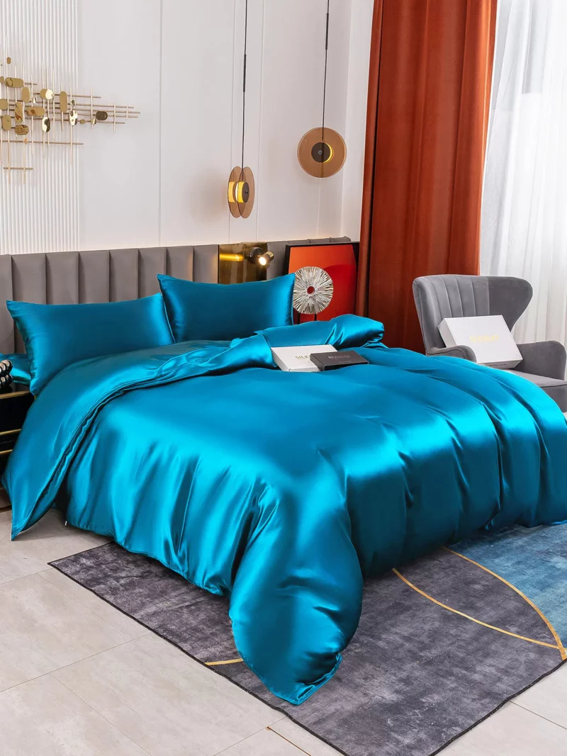19Momme 4Pcs 100% mulberry Silk bedding Set Duvet Cover+Fitted Sheet+2x Pillowcases - Image 17
