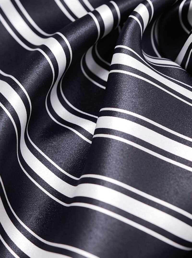 100% mulberry Silk Men's Stripe Print Long Sleeve Pajamas Set with Notch Collar - Image 4