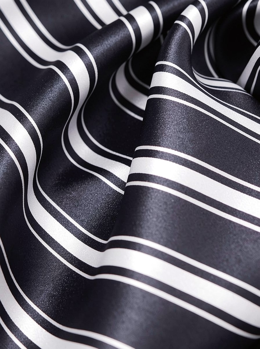 100% mulberry Silk Men's Stripe Print Long Sleeve Pajamas Set with Notch Collar - Image 4